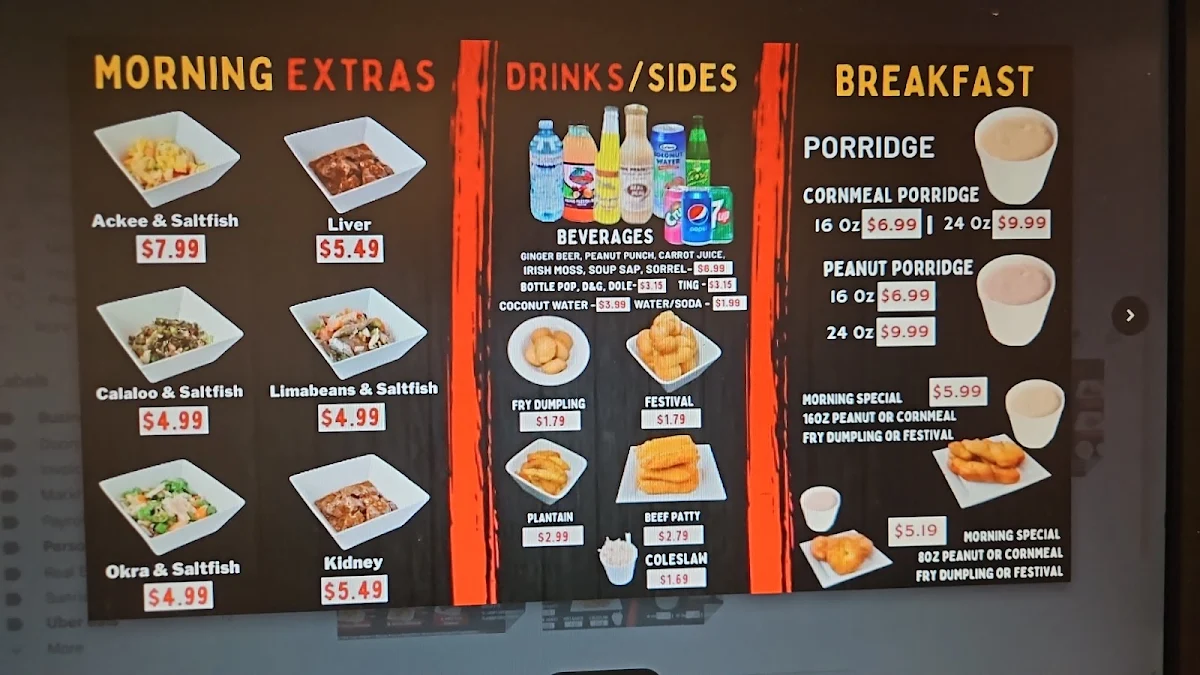 Menu, Sunrise Caribbean Restaurant