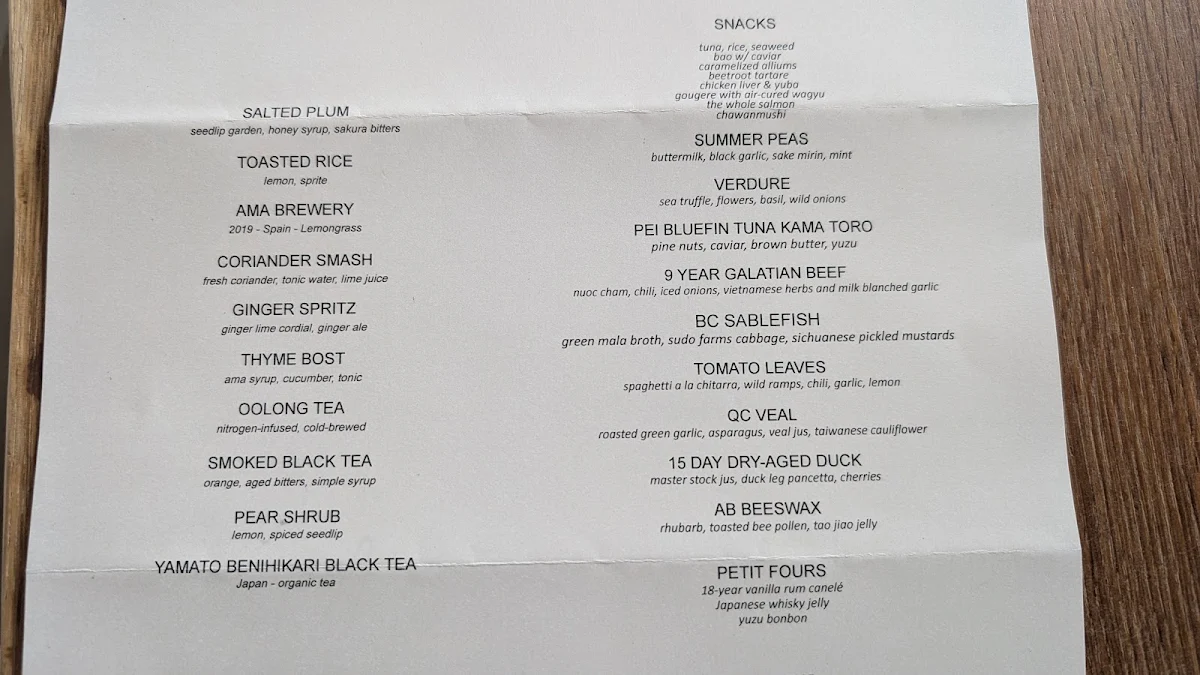 Menu, EIGHT