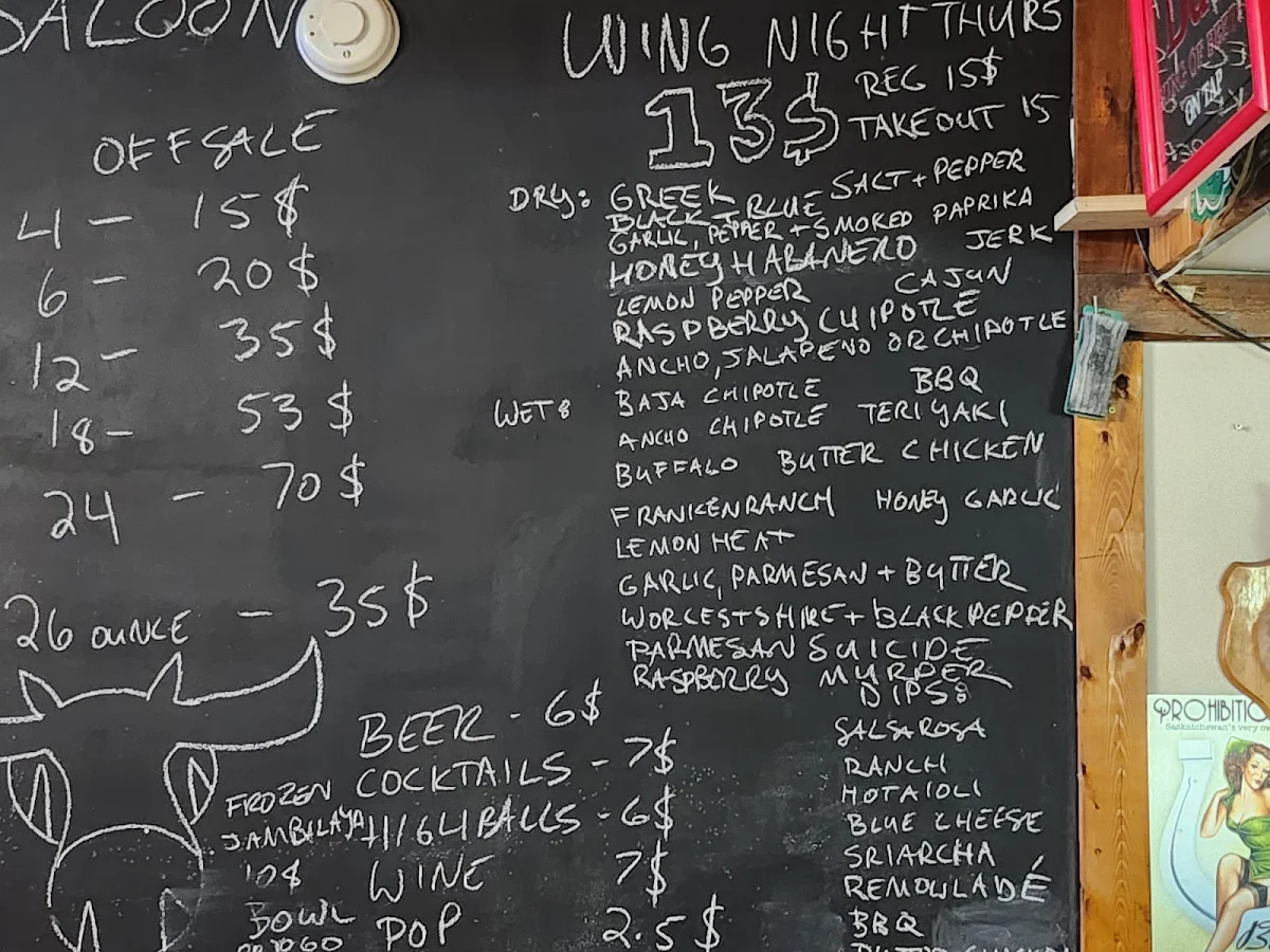 Menu, Lucky Loon Saloon