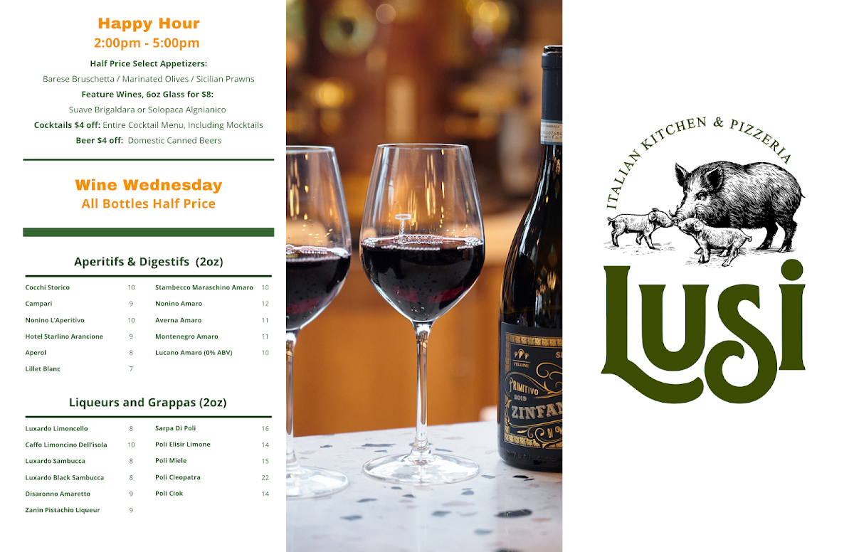 Menu, Lusi YYC Italian Kitchen & Pizzeria