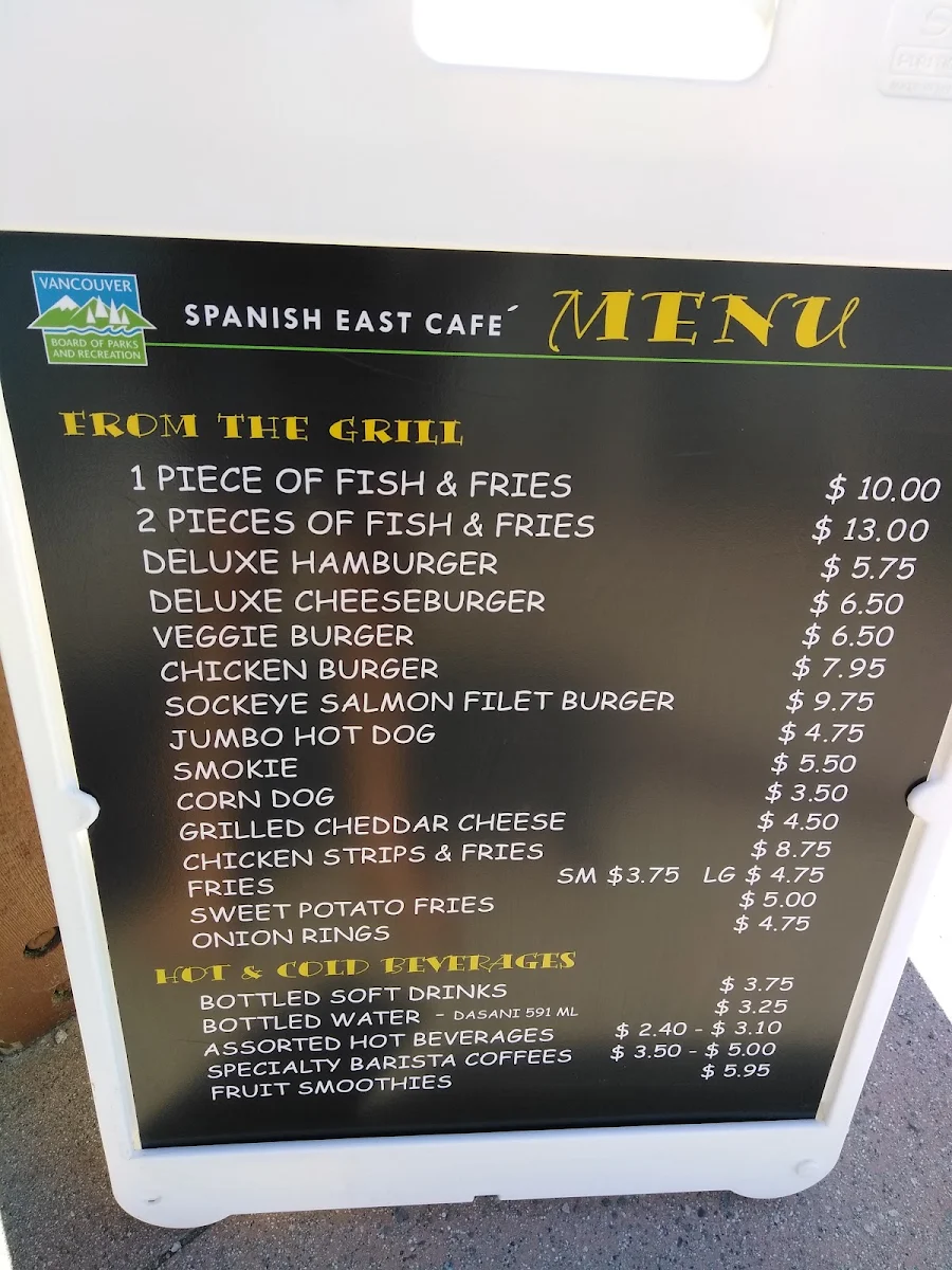 Menu, Locarno Beach Concession