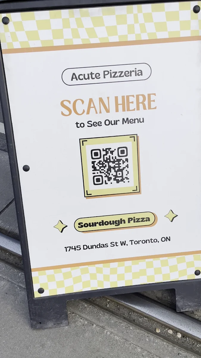 Menu, Acute Pizzeria