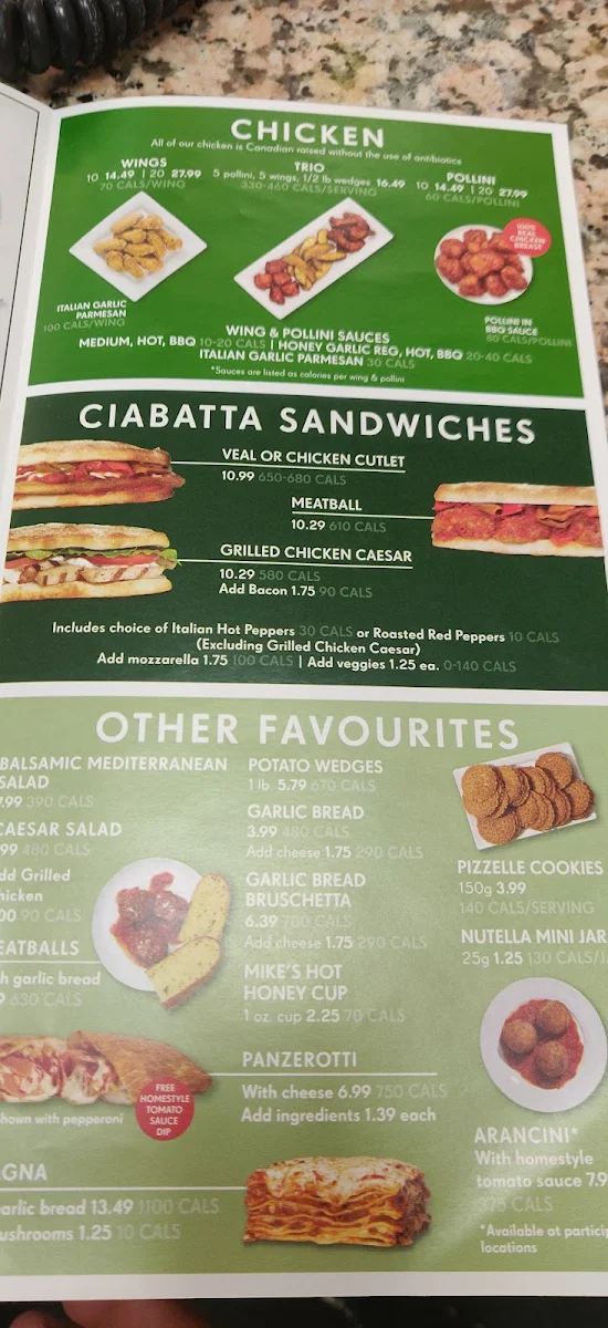 Menu, Pizza Nova