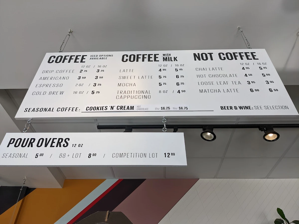 Menu, Rosso Coffee Roasters