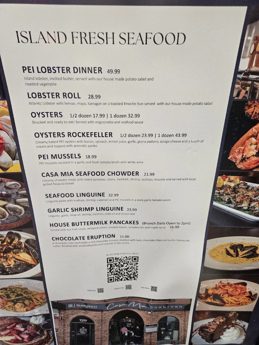Menu, Casa Mia Downtown
