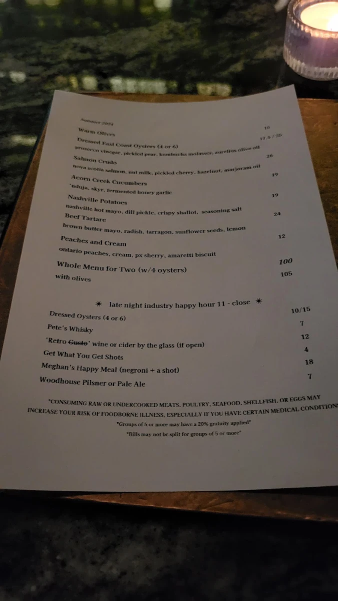 Menu, Stolen Goods Cocktail Bar