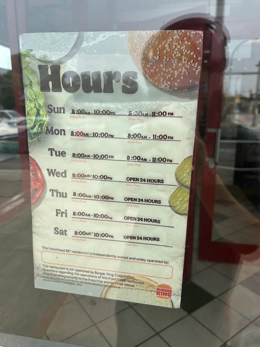 Menu, Burger King