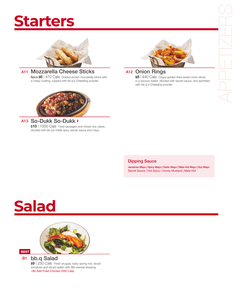 Menu, bbq Chicken Bayview (Korean)
