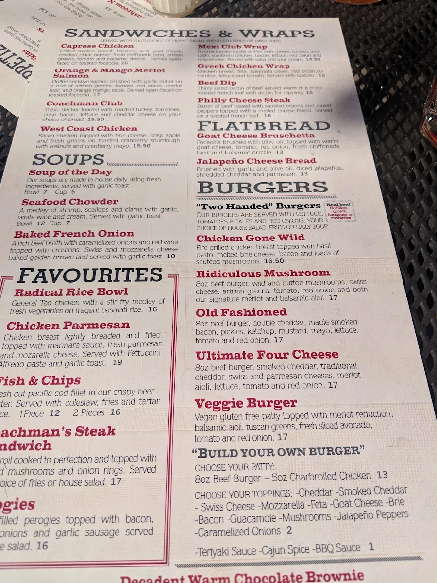 Menu, Jolly Coachman Pub & Liquor Store
