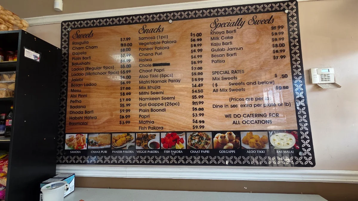 Menu, Pak Punjab Sweets & Samosa House