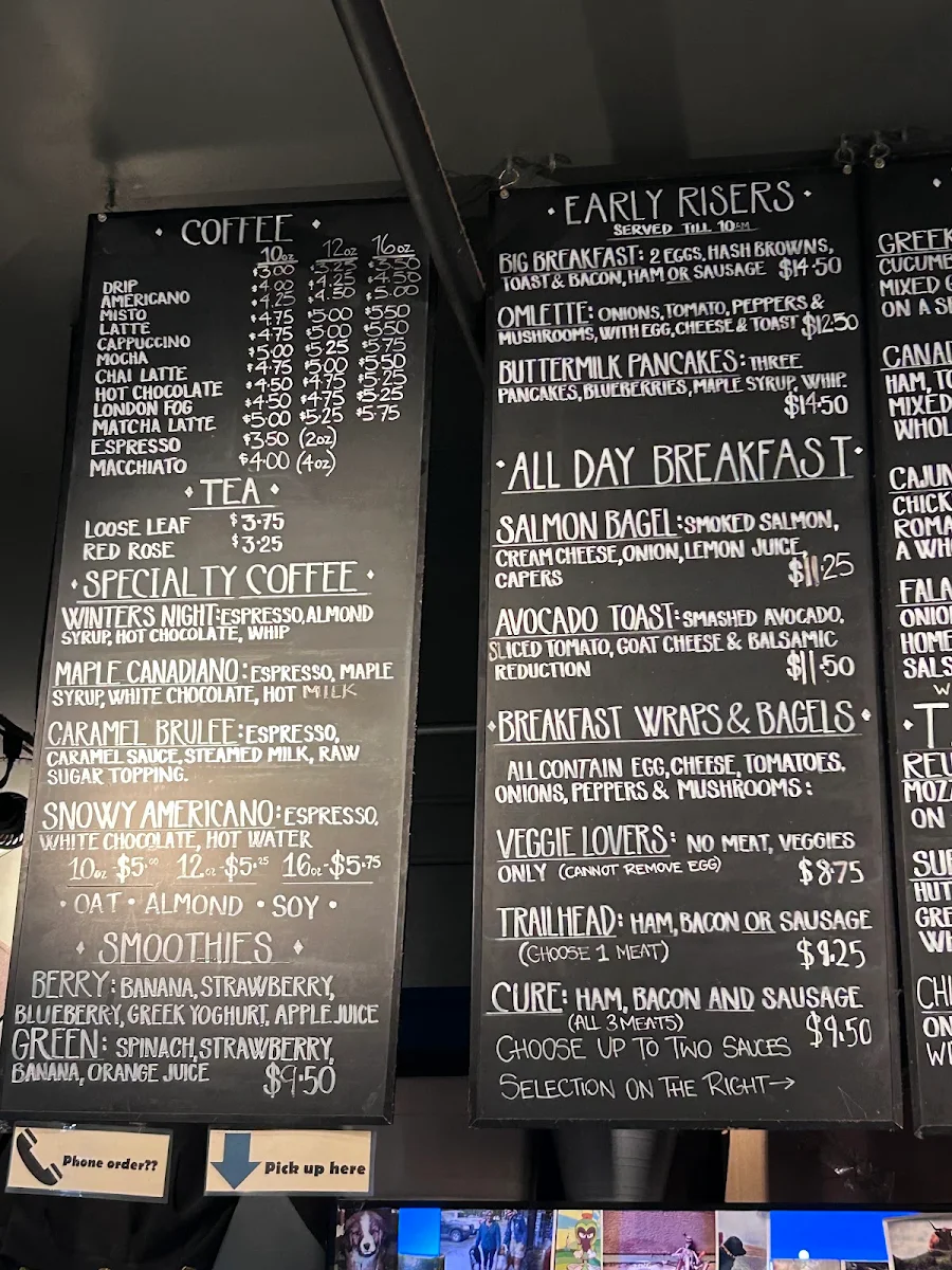 Menu, Trailhead Cafe