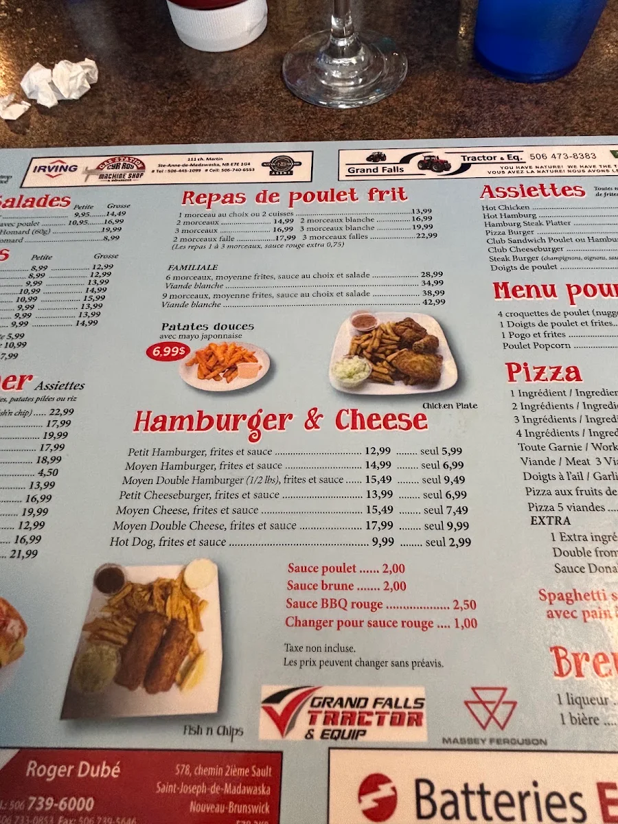 Menu, Ouellet Fish and Family Restaurant