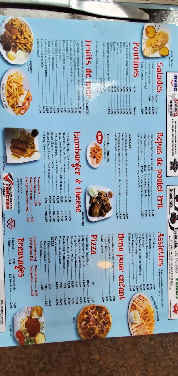 Menu, Ouellet Fish and Family Restaurant