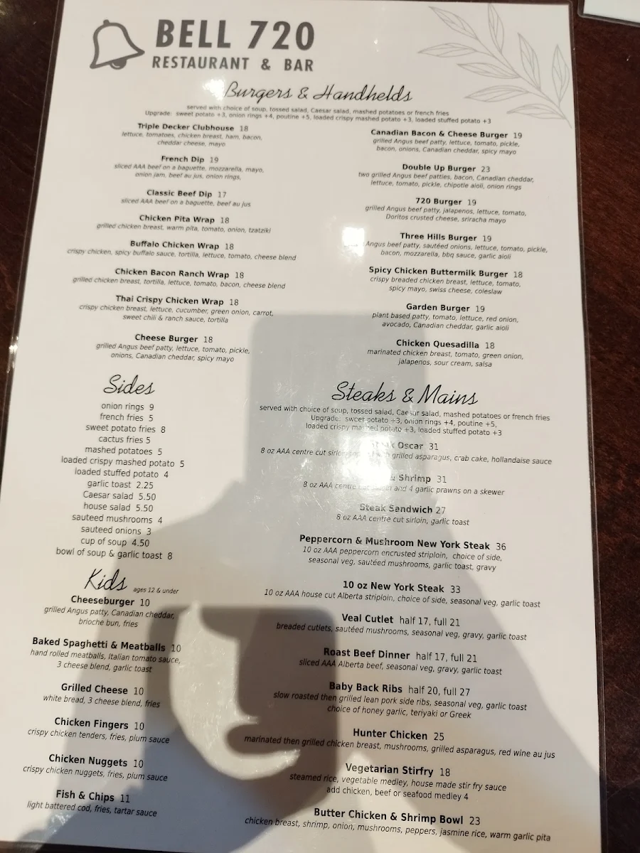 Menu, Bell 720