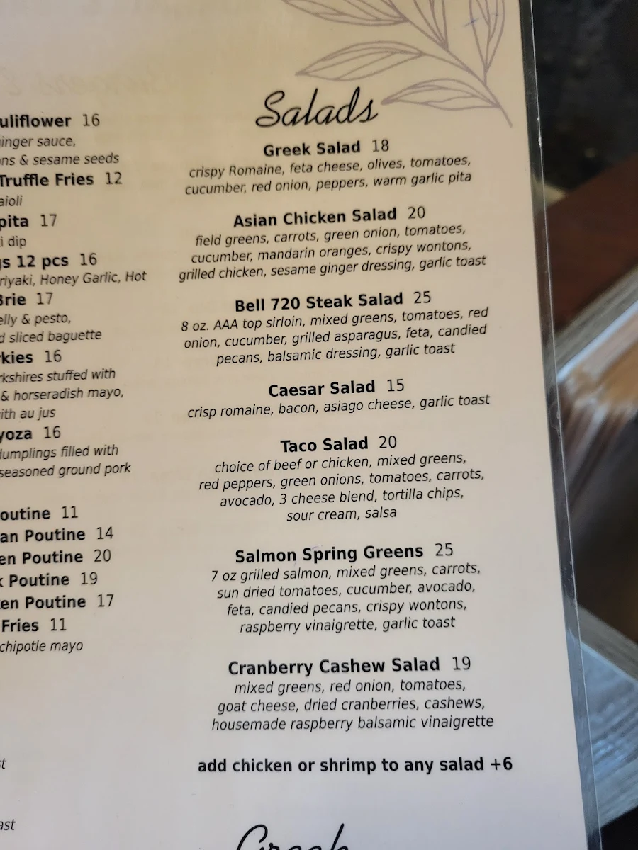Menu, Bell 720