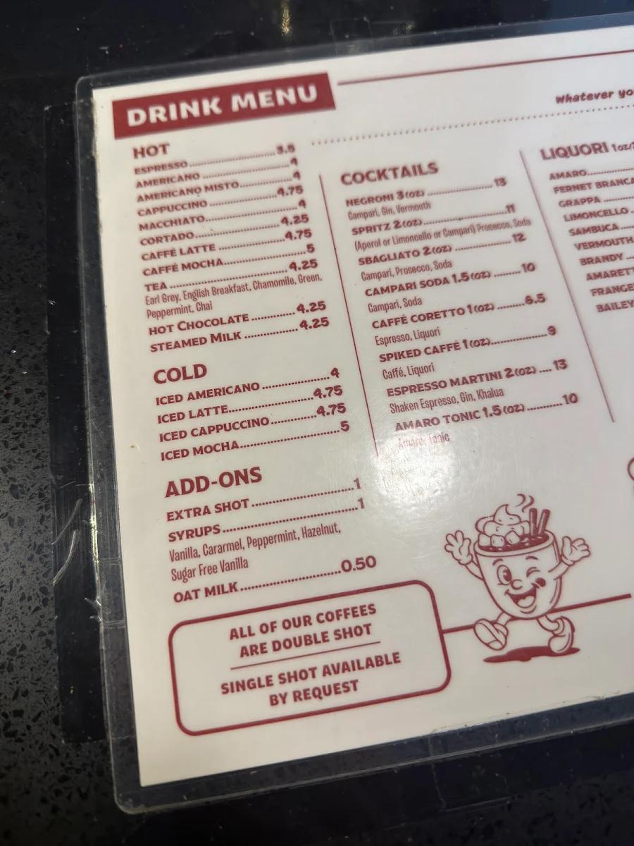 Menu, Caffè Soccavo