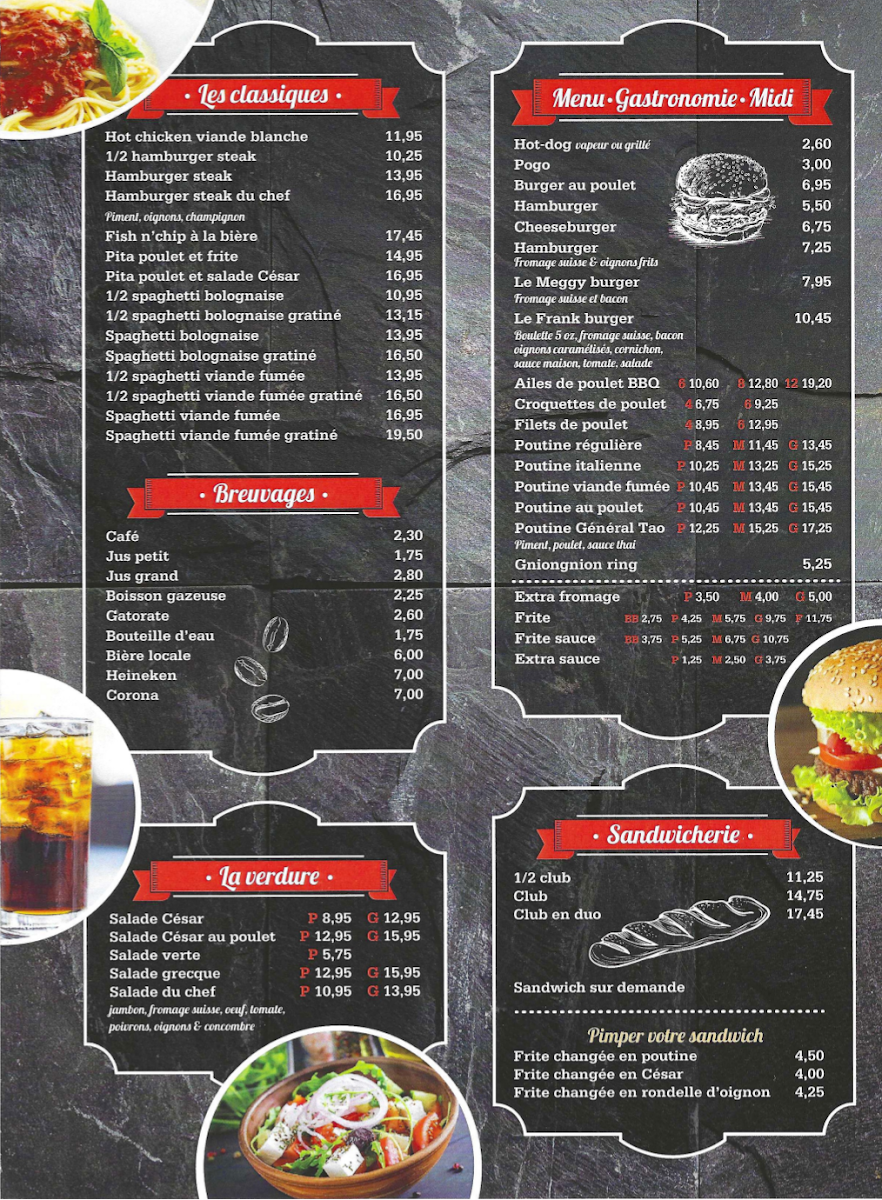 Menu, Resto Chez Frank