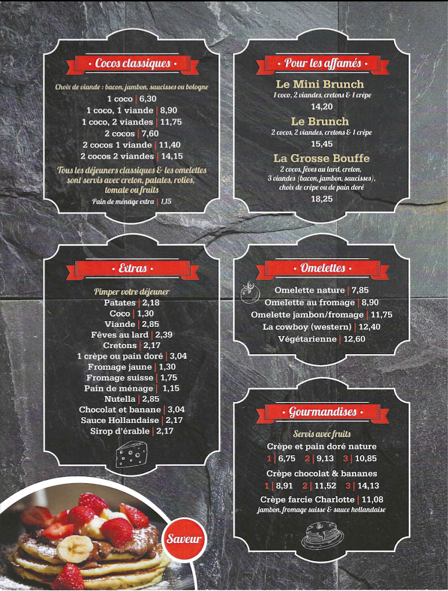 Menu, Resto Chez Frank