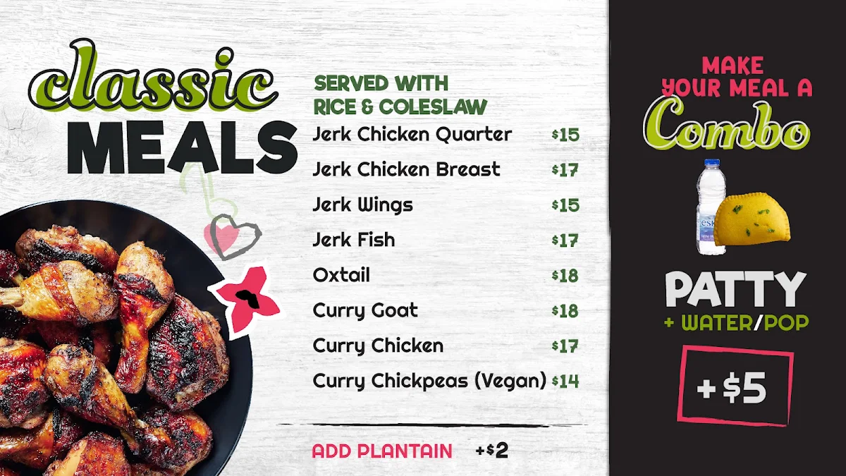 Menu, Wat Ah Jerk Caribbean Grill - Scotia Plaza
