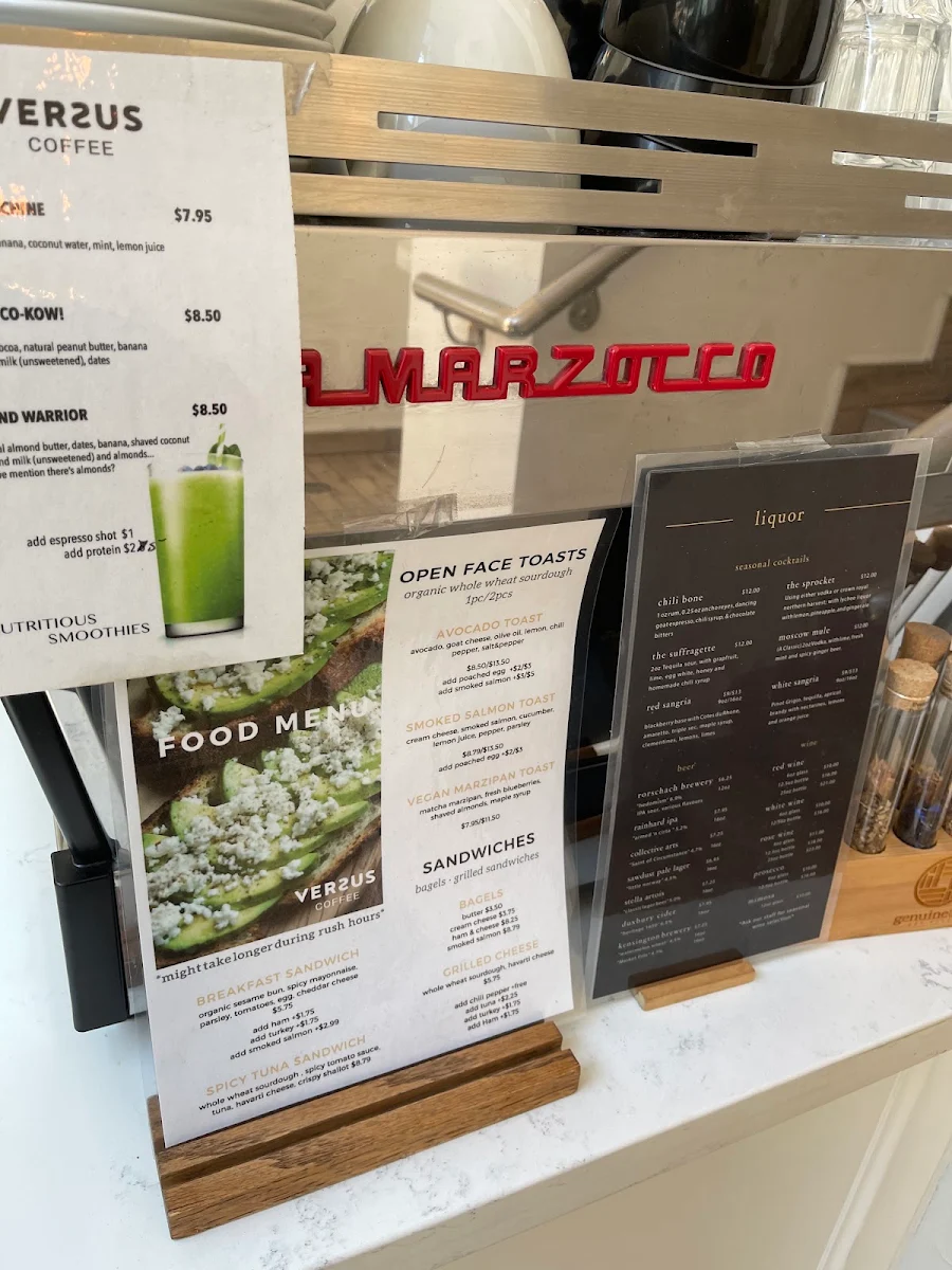 Menu, Versus Coffee