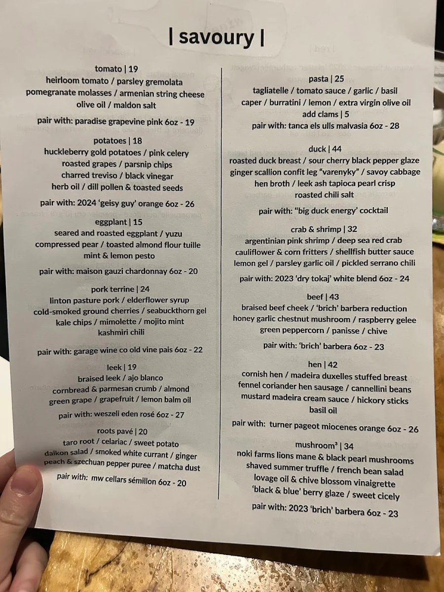 Menu, odd duck | wine & provisions