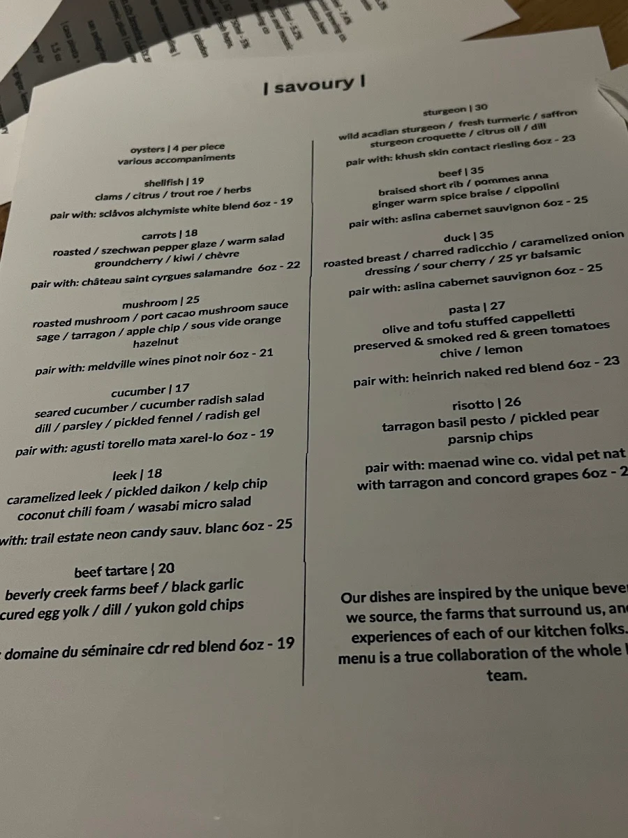 Menu, odd duck | wine & provisions