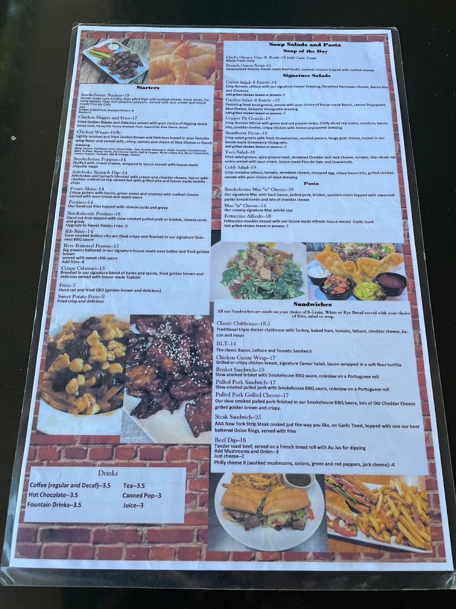 Menu, The Copper Pit