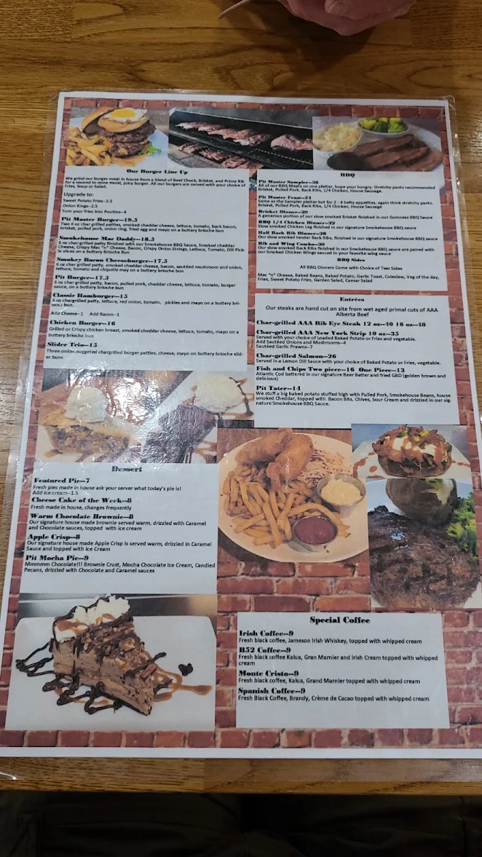Menu, The Copper Pit