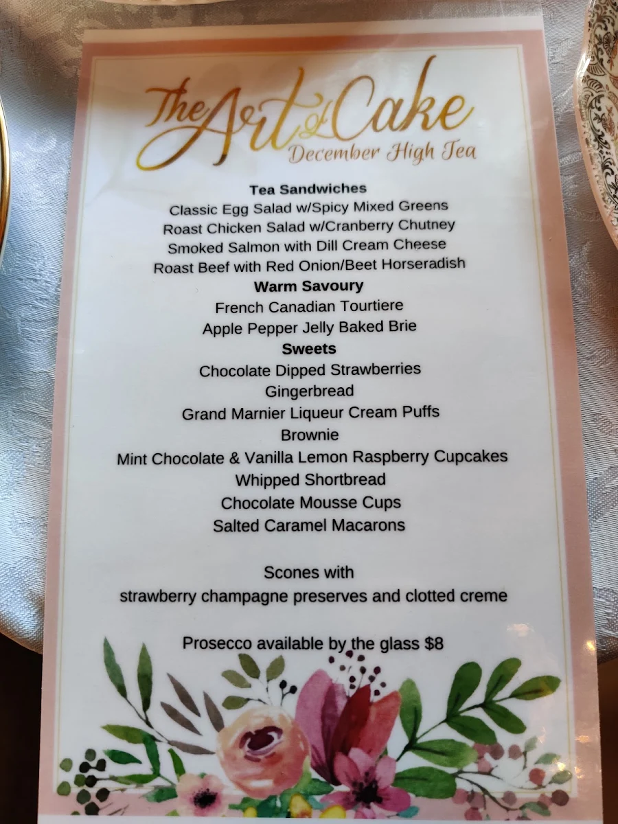 Menu, The Art of Cake