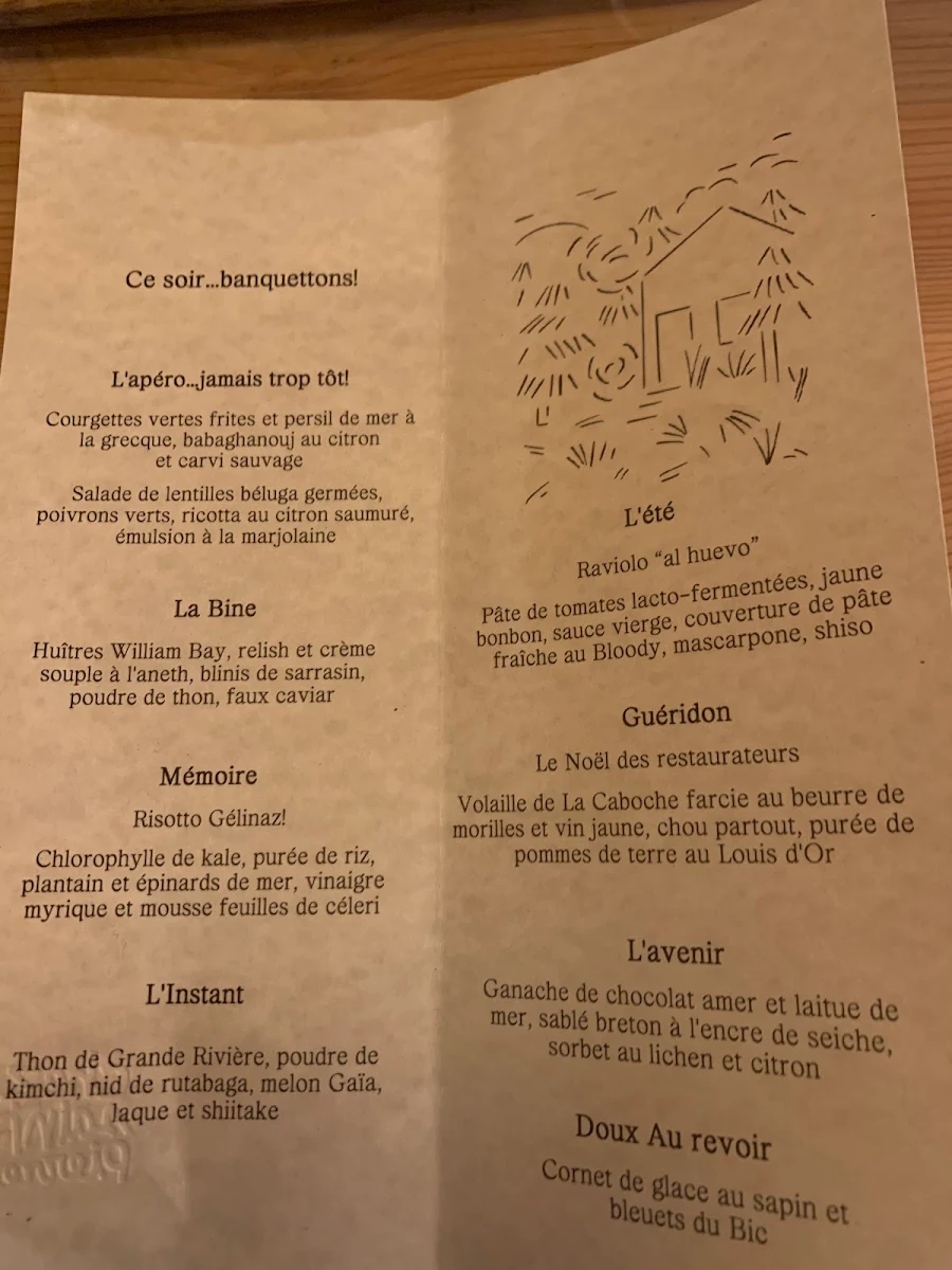 Menu, Restaurant Chez Saint-Pierre