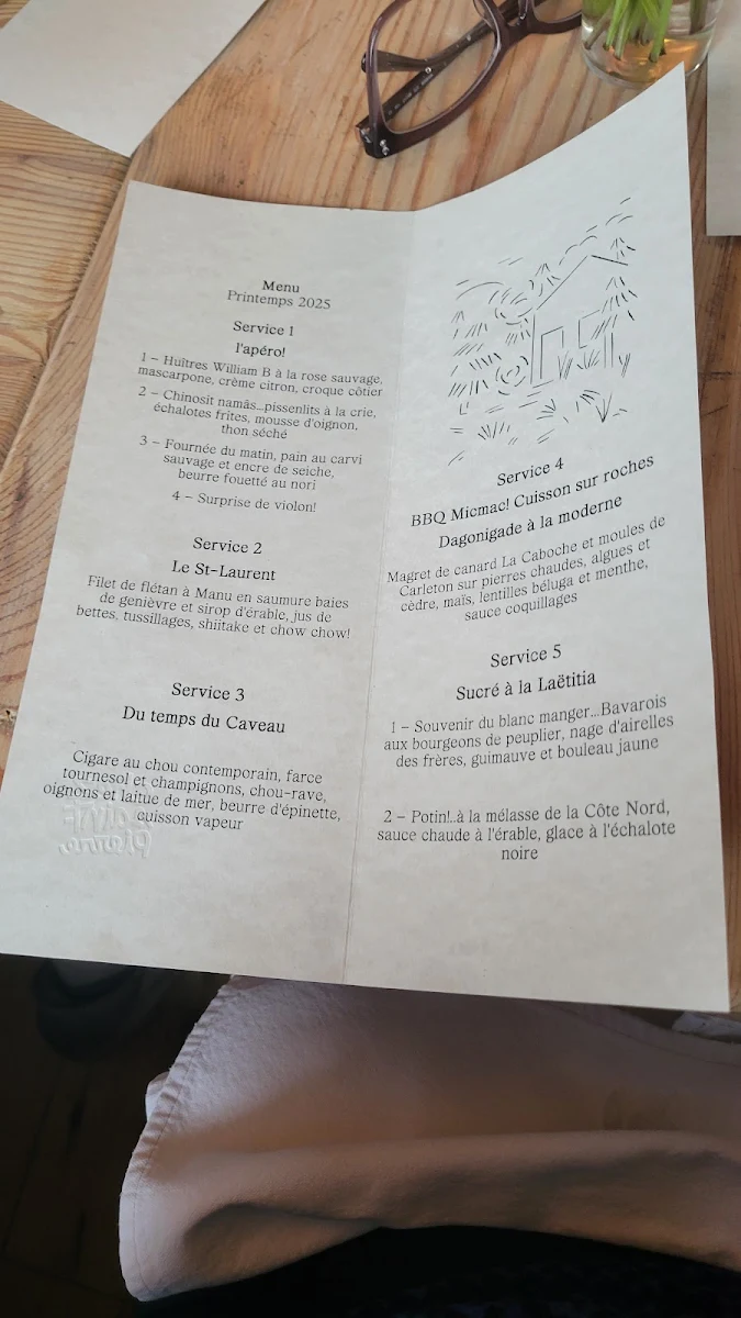 Menu, Restaurant Chez Saint-Pierre