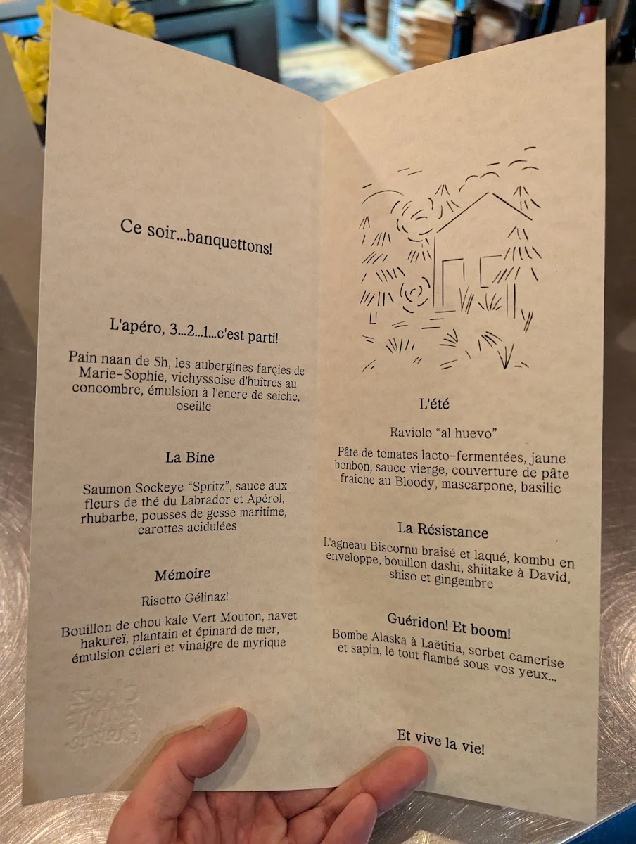 Menu, Restaurant Chez Saint-Pierre