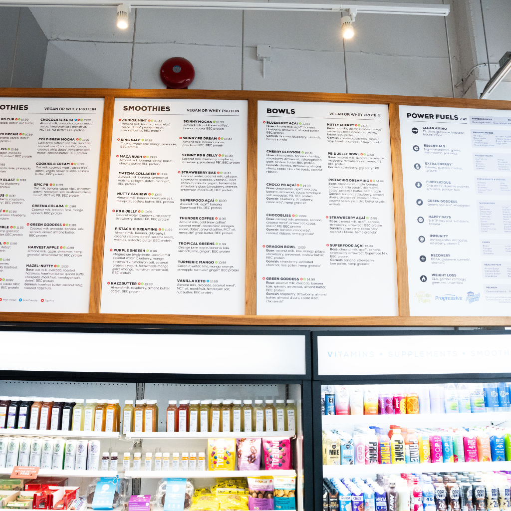 Menu, Body Energy Club: Vancouver @ West 4th & Yew