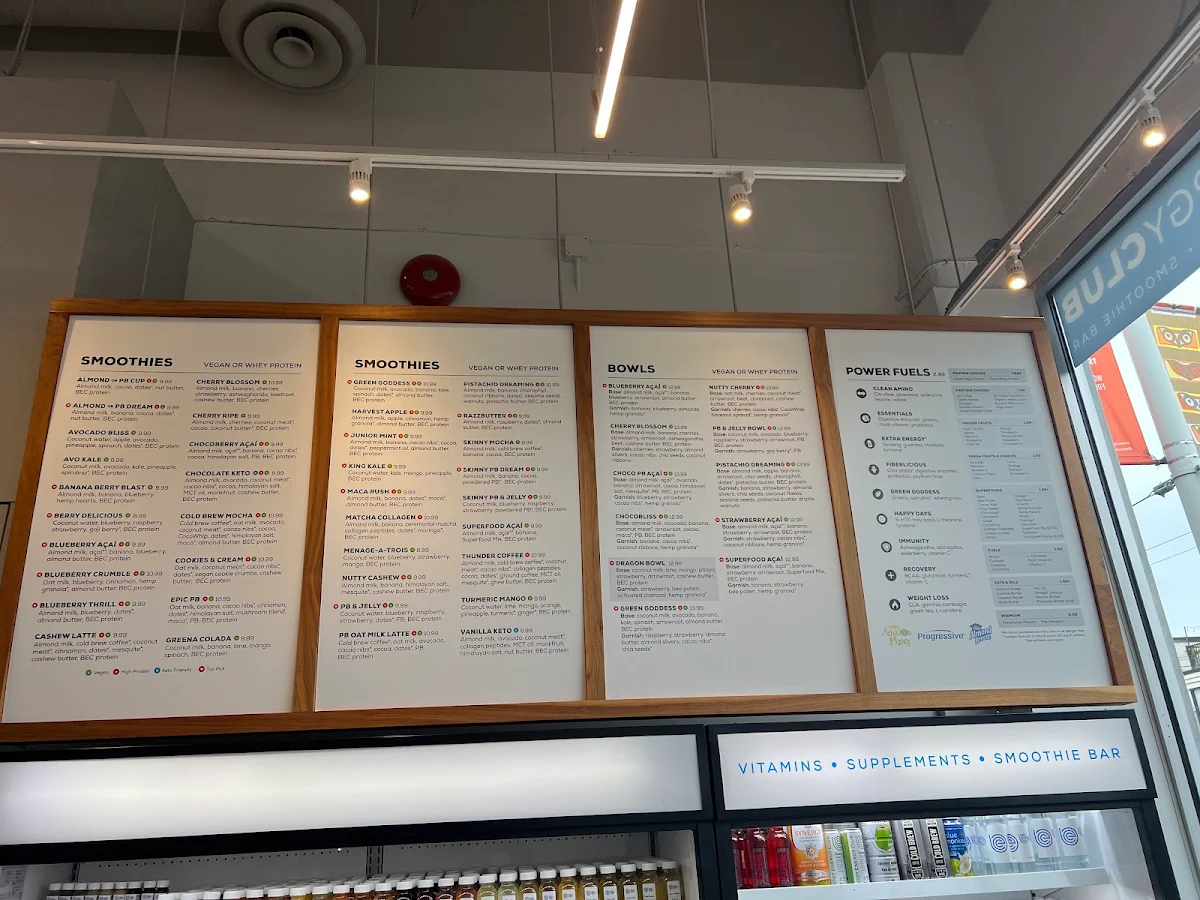 Menu, Body Energy Club: Vancouver @ West 4th & Yew