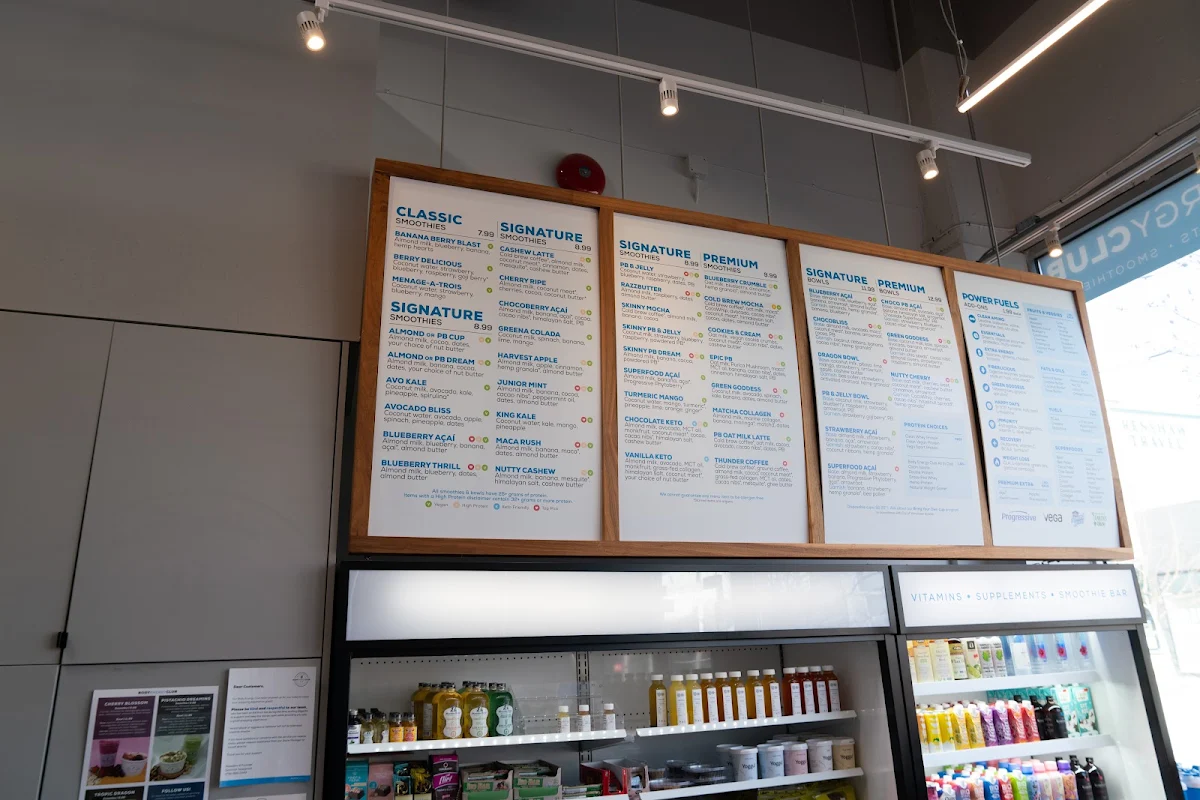 Menu, Body Energy Club: Vancouver @ West 4th & Yew
