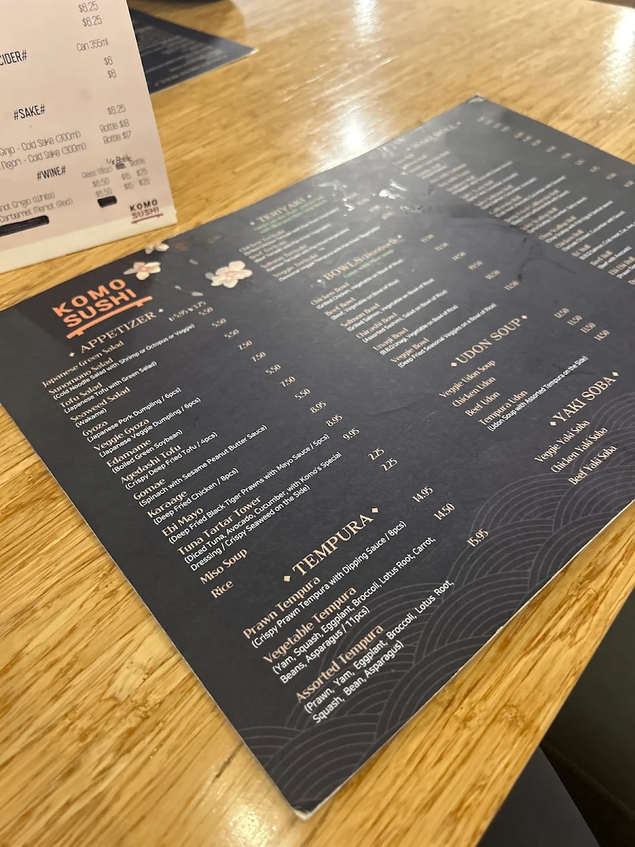 Menu, Komo Sushi