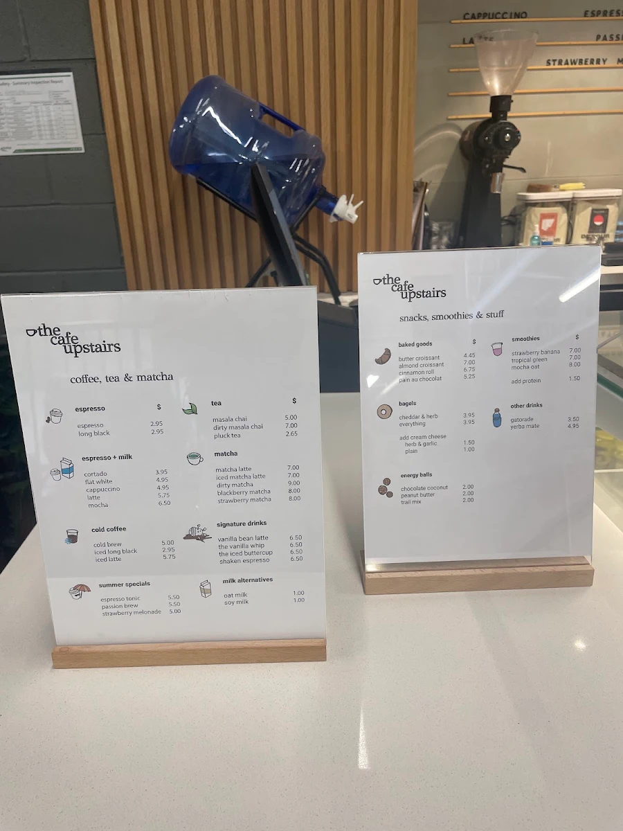 Menu, The Cafe Upstairs