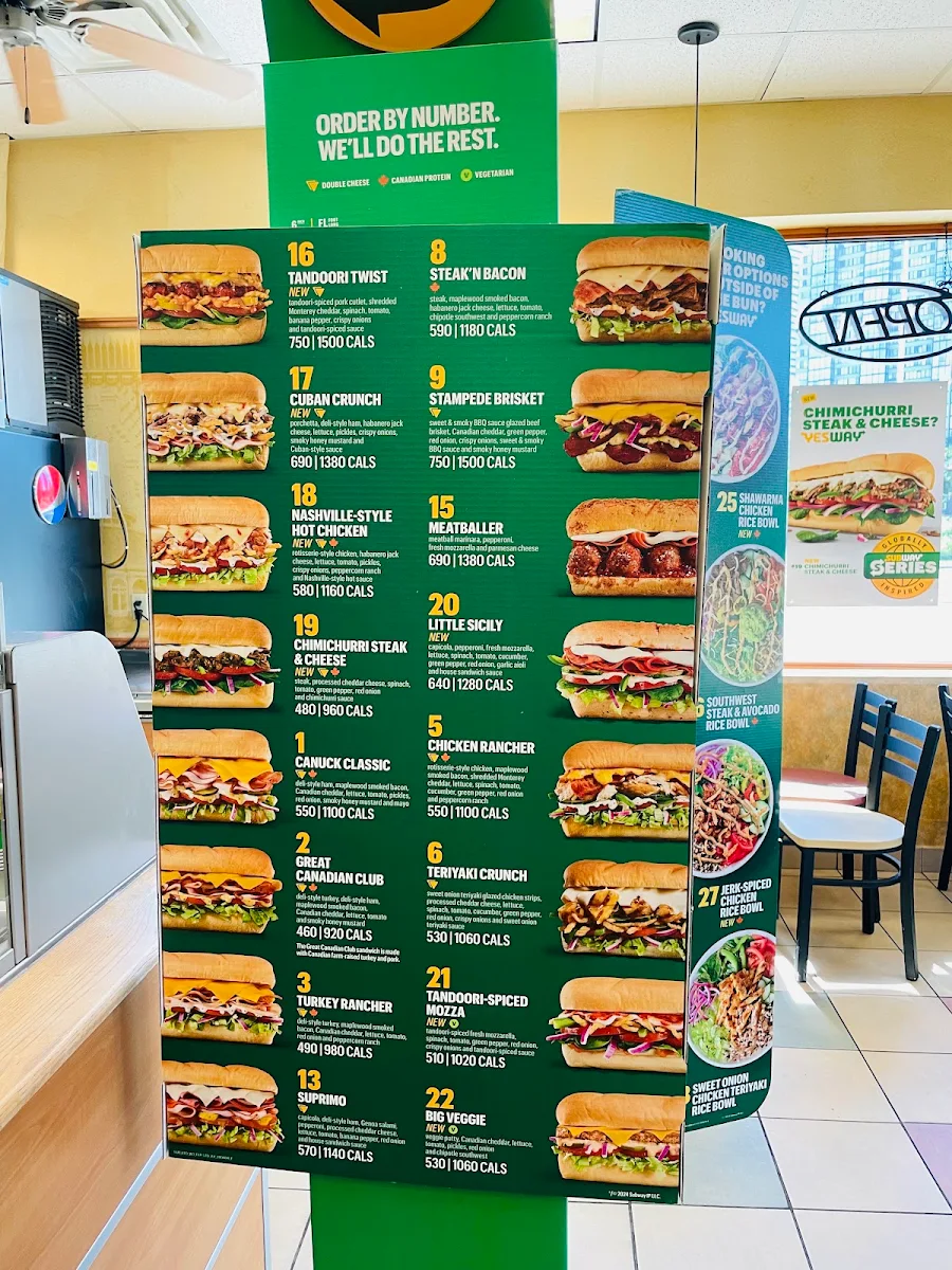 Menu, Subway