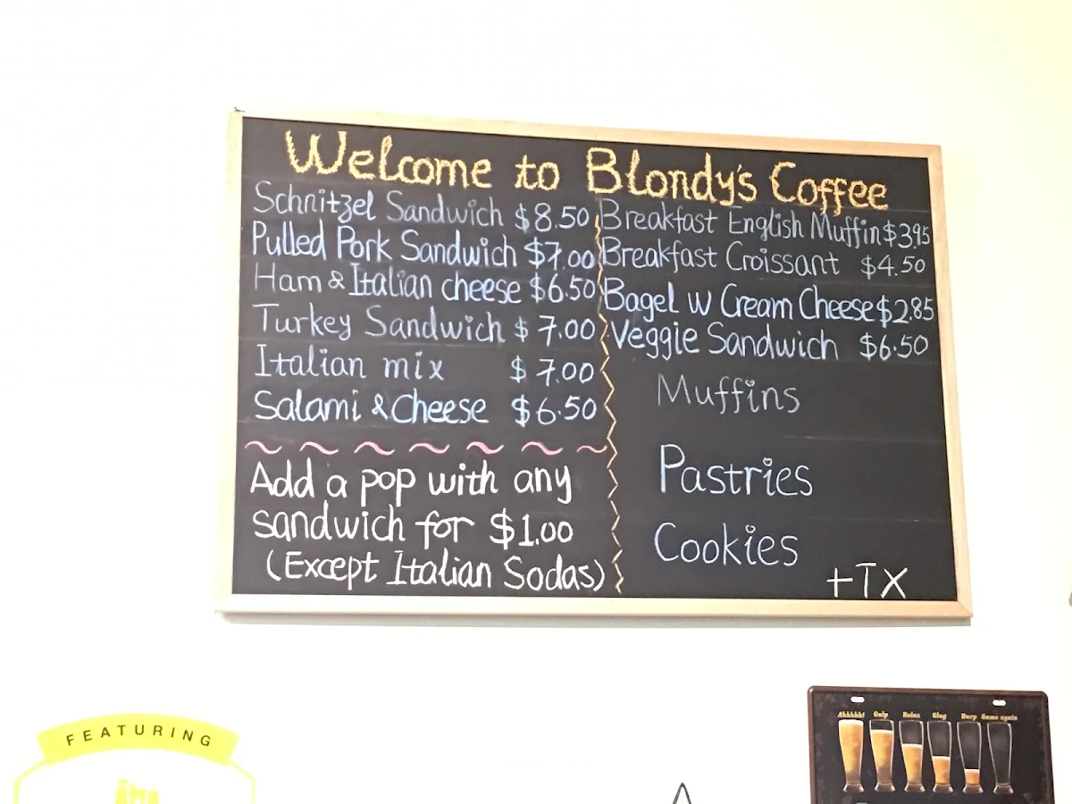 Menu, Blondy's Coffee