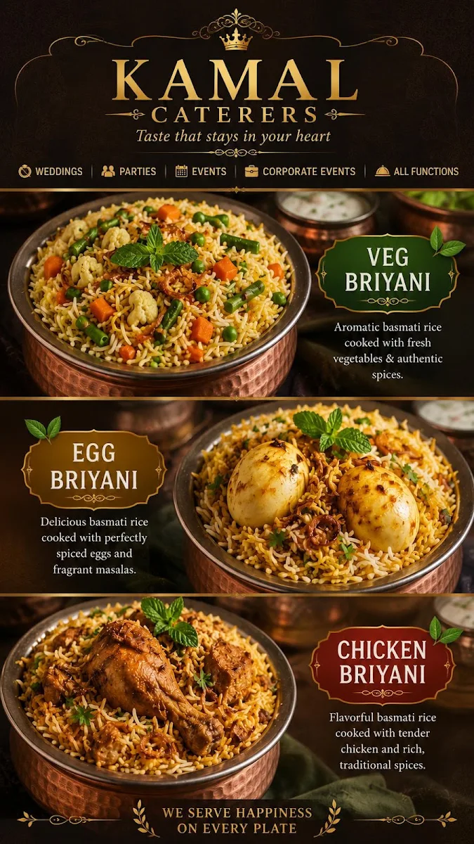 Menu, kamal caterer’s