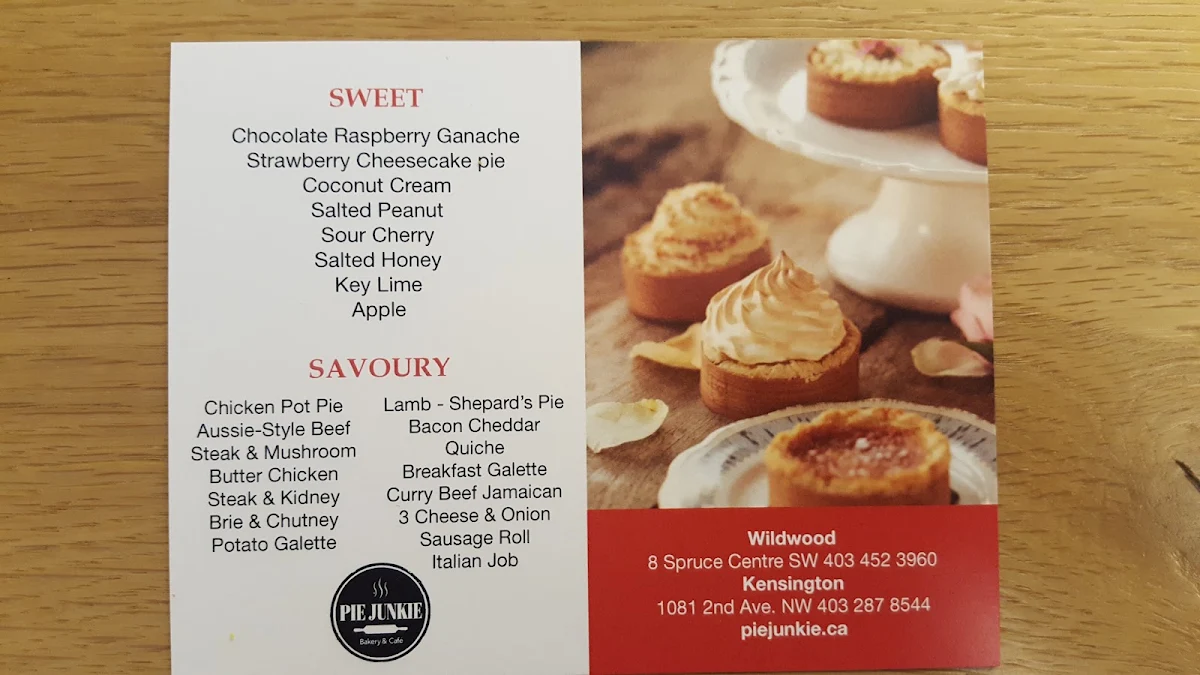 Menu, Pie Junkie