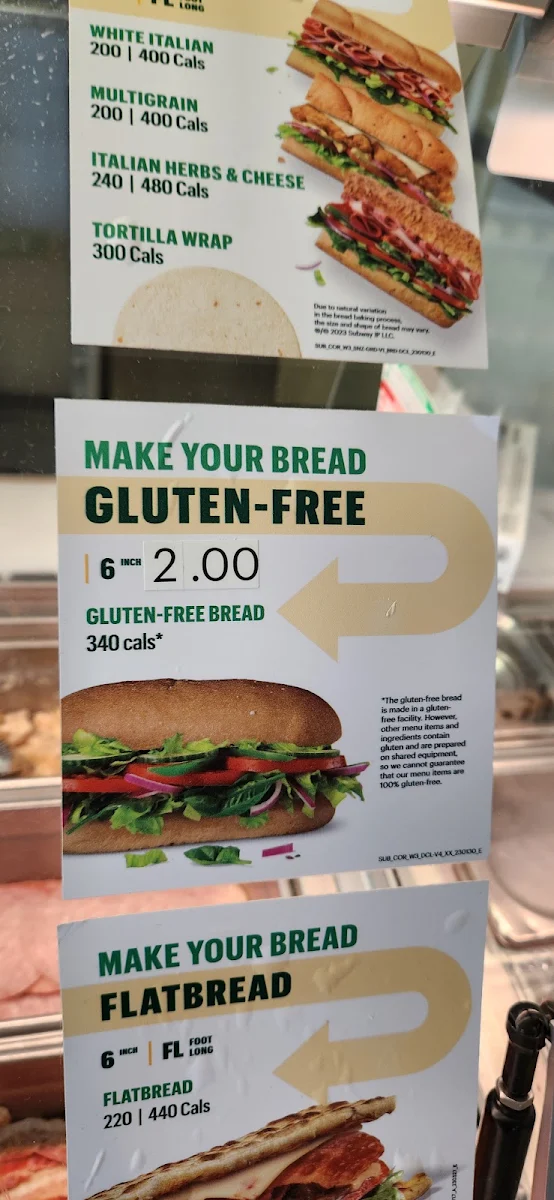 Menu, Subway