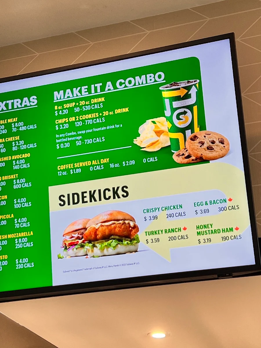 Menu, Subway