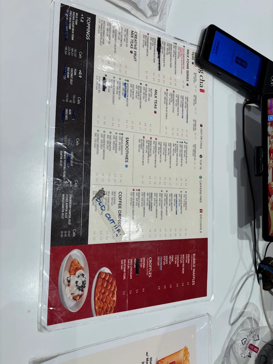 Menu, Gong Cha - Toronto Eaton Centre
