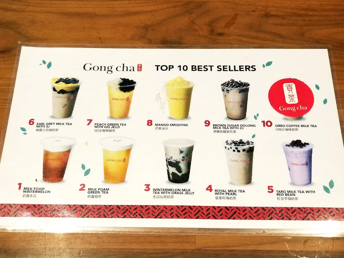 Menu, Gong Cha - Toronto Eaton Centre