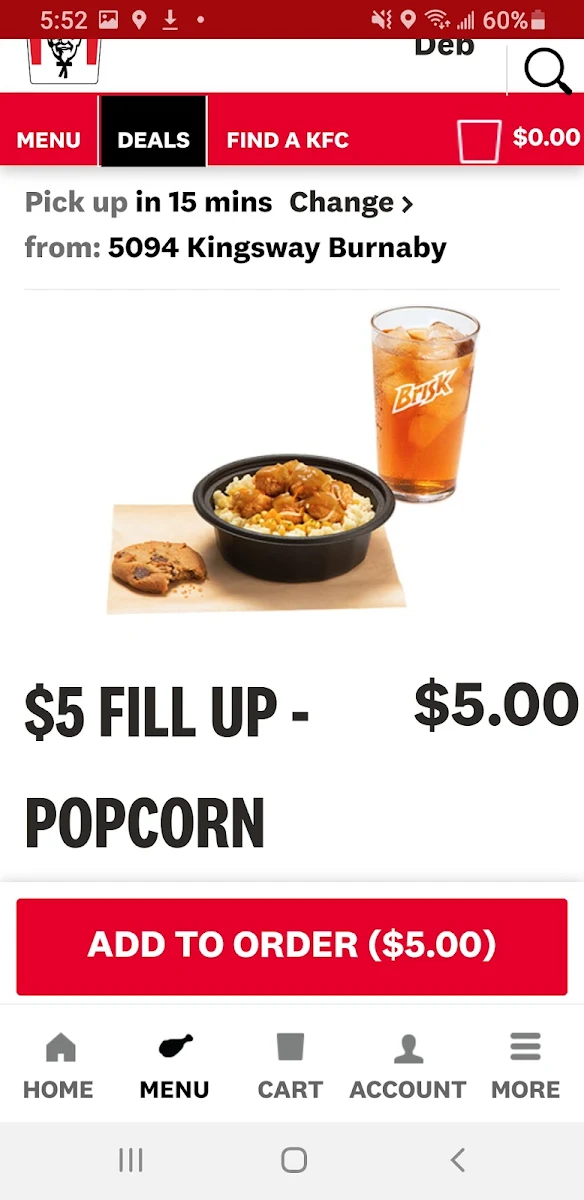 Menu, KFC
