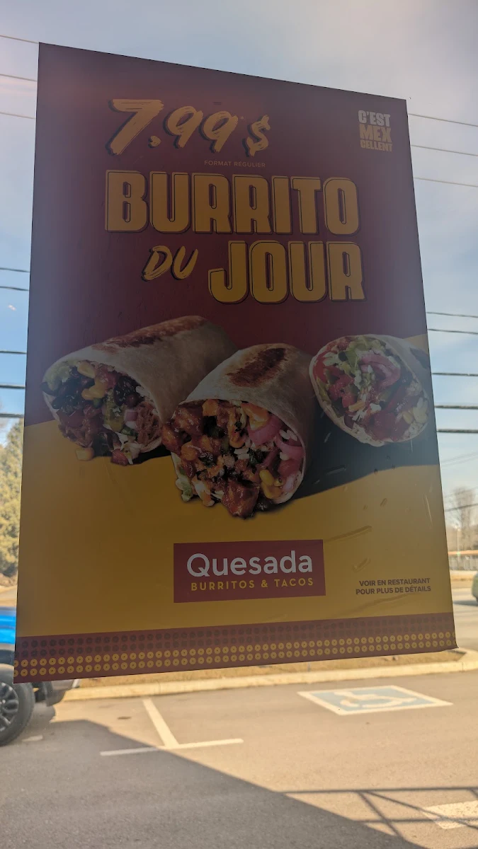 Menu, Quesada Burritos & Tacos