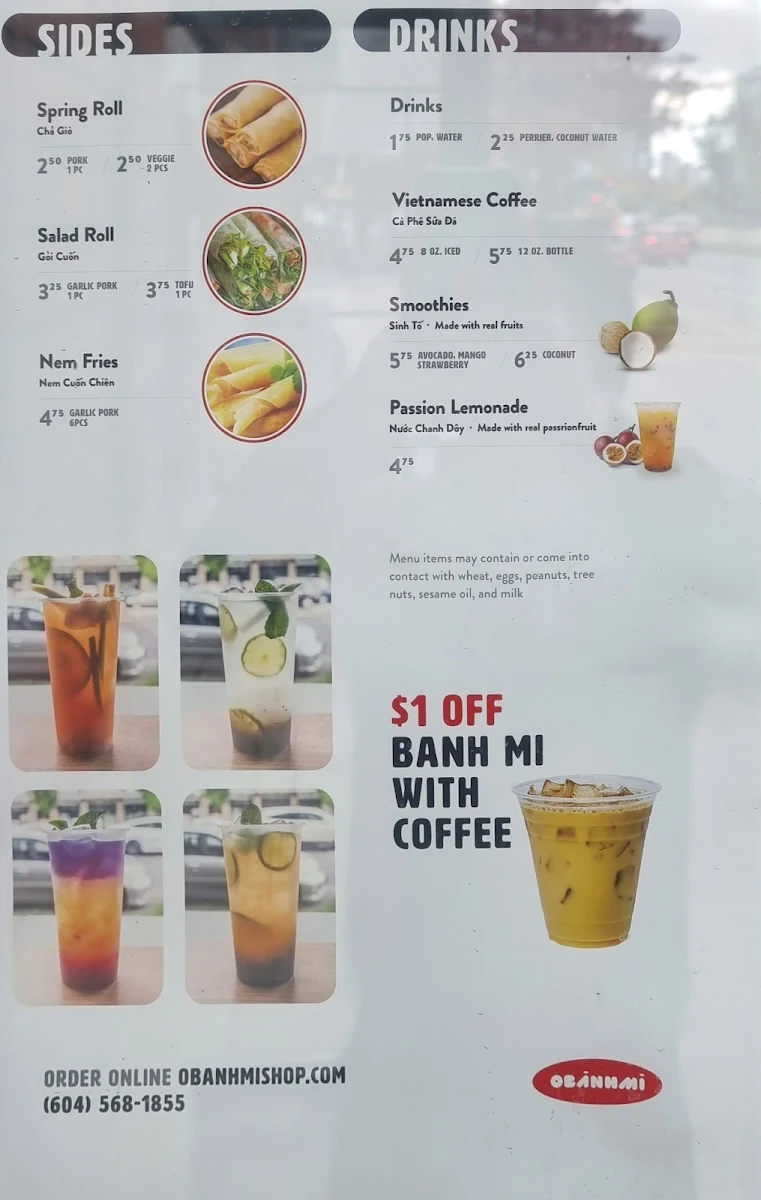 Menu, Van Banh Mi & Yogurt