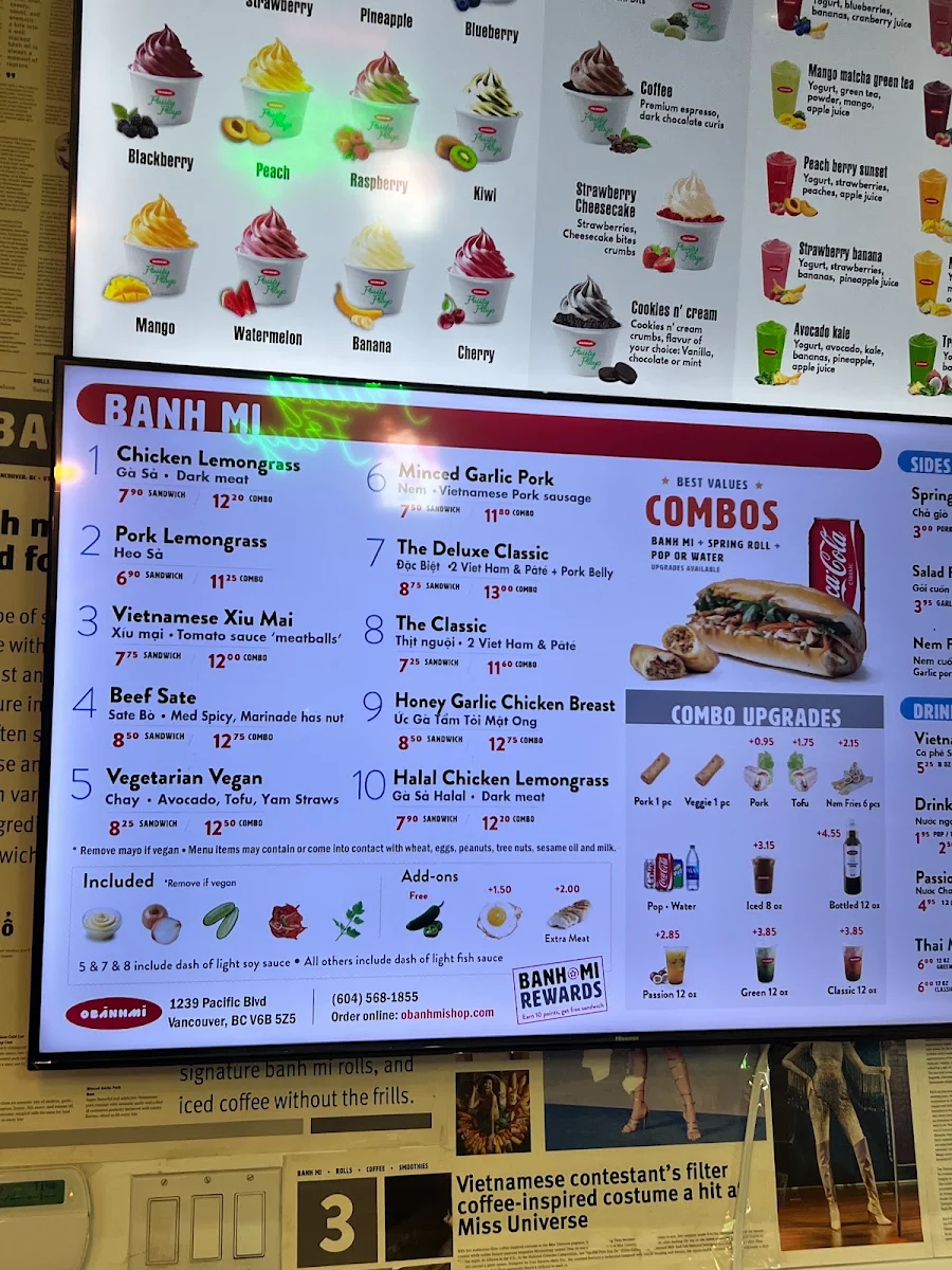 Menu, Van Banh Mi & Yogurt