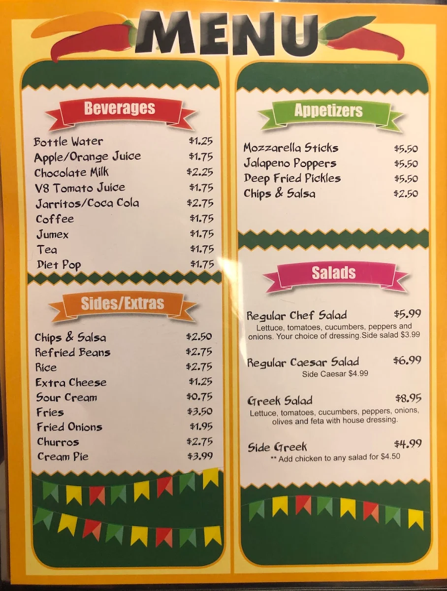 Menu, The Coyote Restaurant
